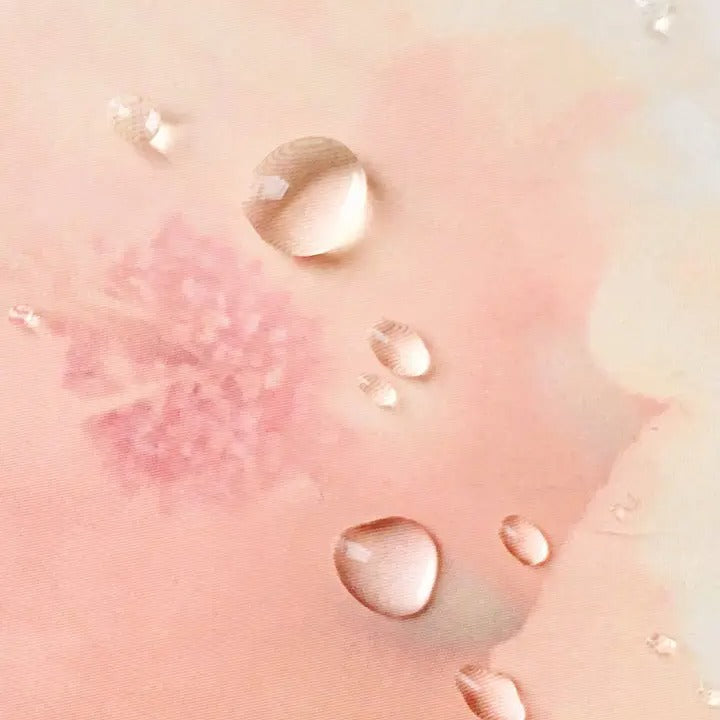 Close-up of water droplets on a pink surface