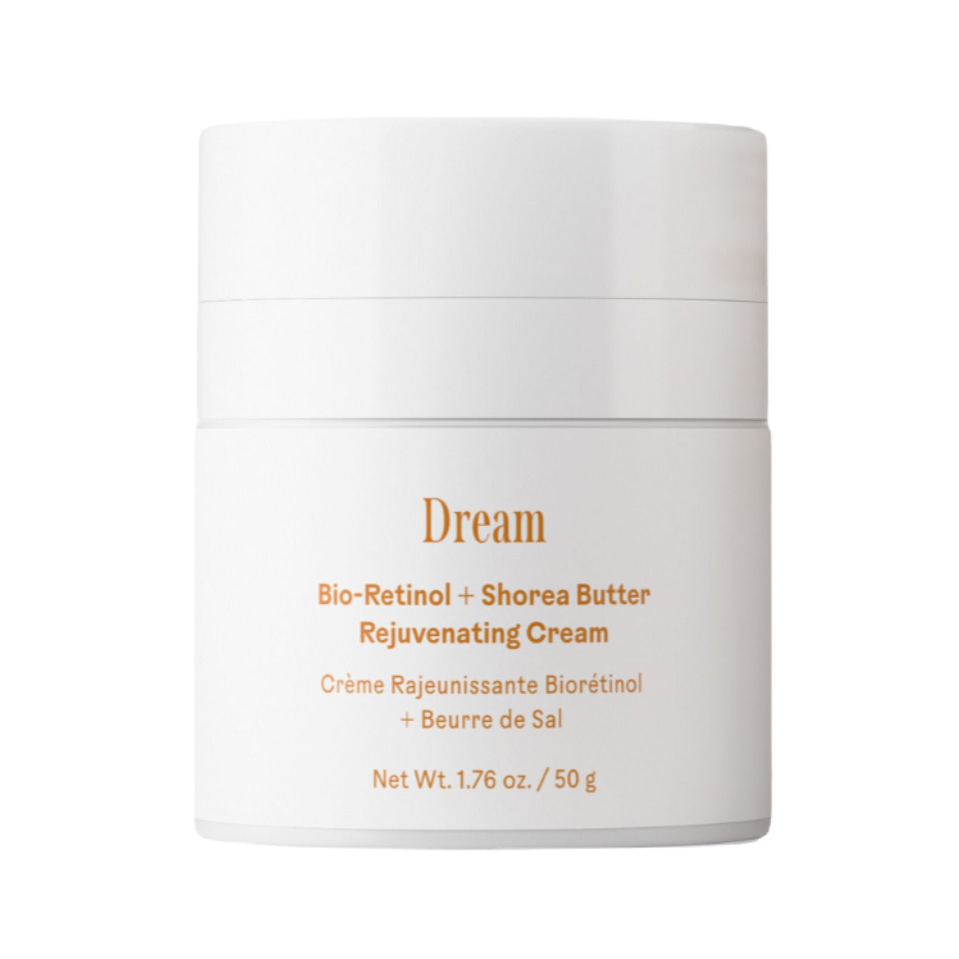 Skincare cream jar labeled 'Dream' on a white background