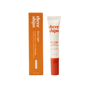 Three Ships First Light eye cream with packaging on a white background