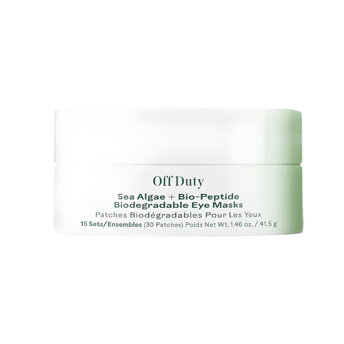Off Duty Sea Algae + Bio-Peptide Biodegradable Eye Masks packaging on a white background
