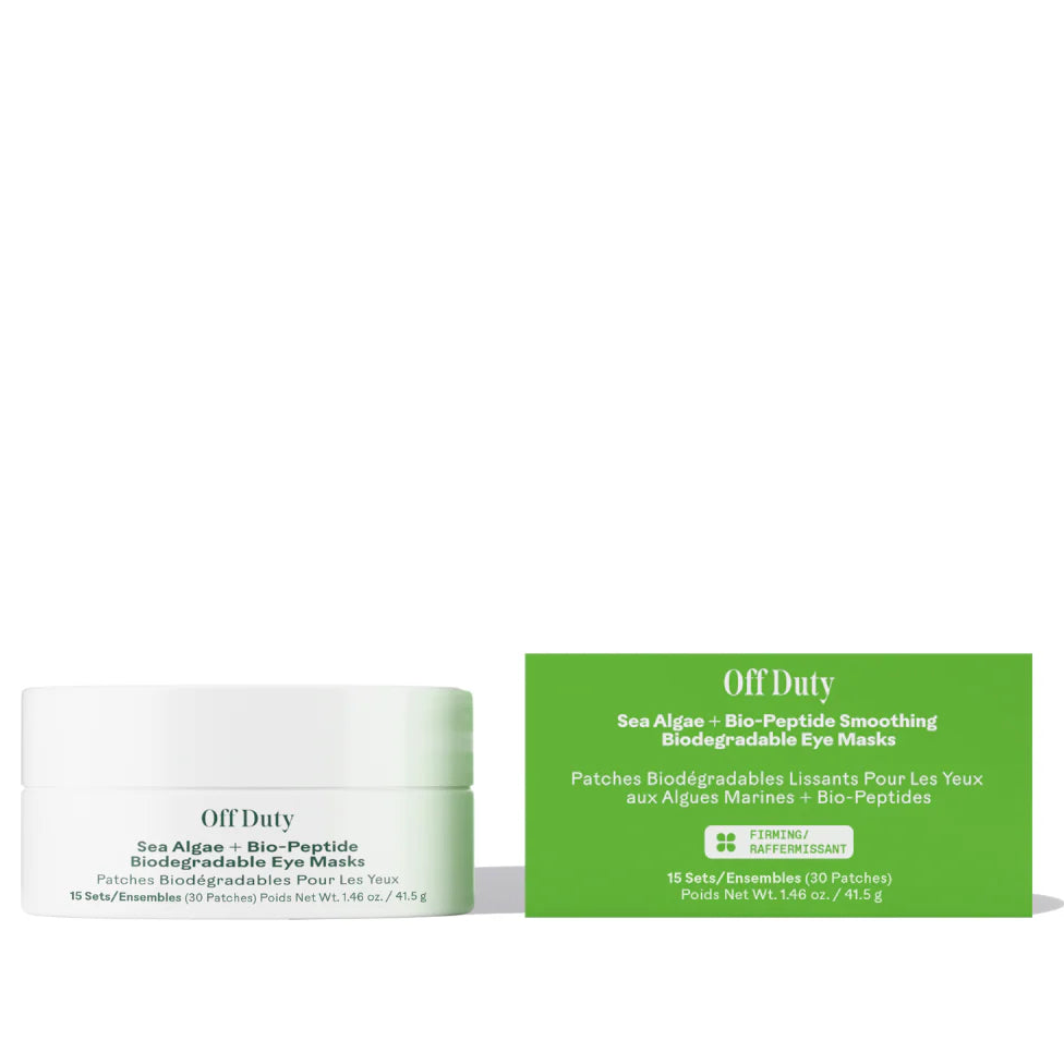 Off Duty Sea Algae + Bio-Peptide Biodegradable Eye Masks packaging on a white background