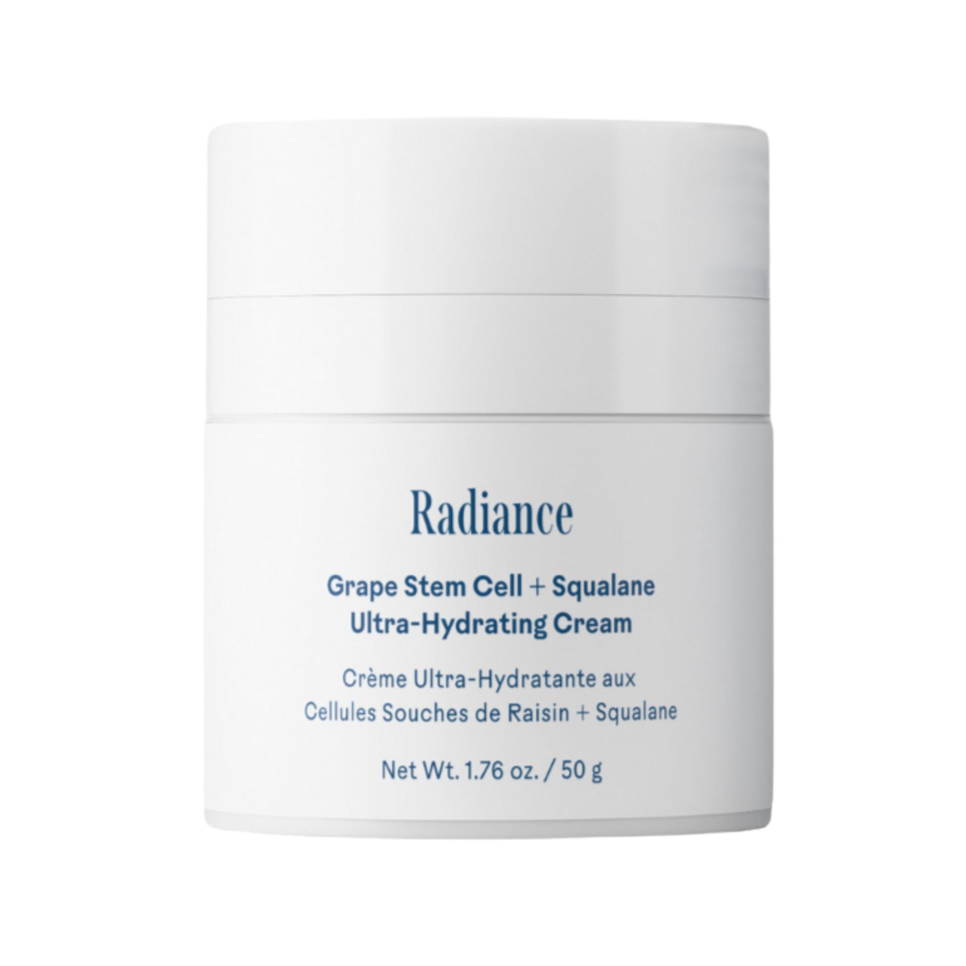 White jar of Radiance Ultra-Hydrating Cream on a white background