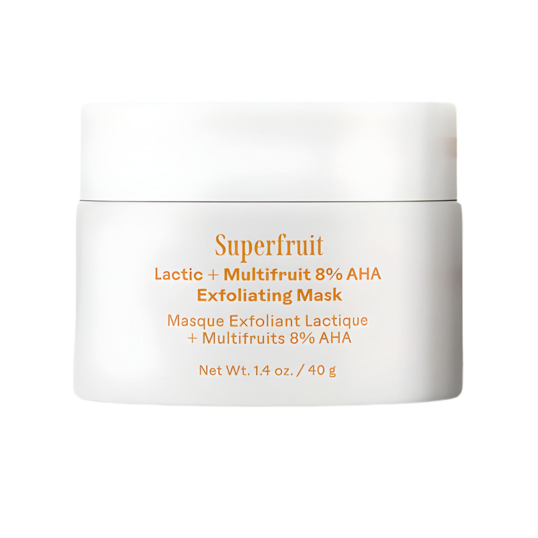 Superfruit Lactic + Multifruit 8% AHA Exfoliating Mask jar on a white background