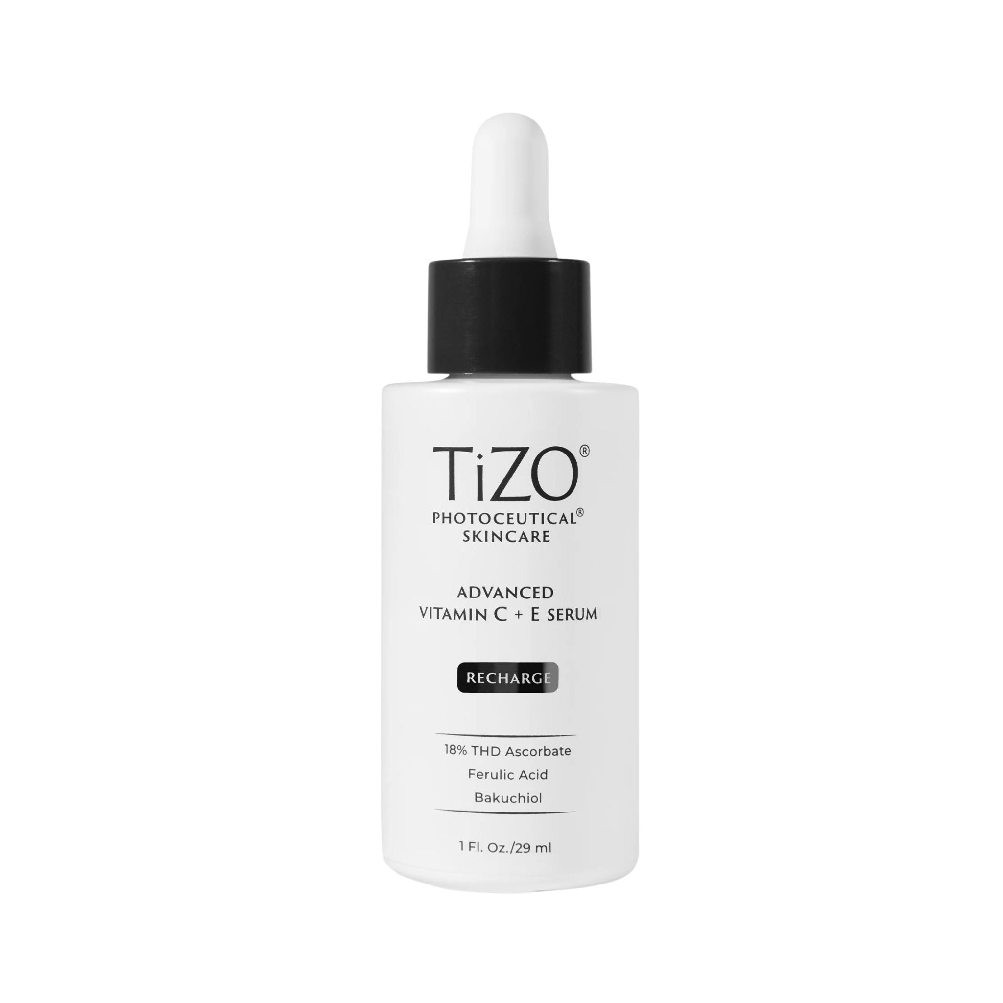 Tizo Advanced Vitamin C+E Serum bottle on a white background