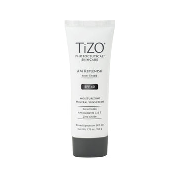 TiZO AM Replenish Non-Tinted SPF 40 Mineral Sunscreen – moisturizing mineral sunscreen with ceramides, antioxidants, and zinc oxide for daily protection.