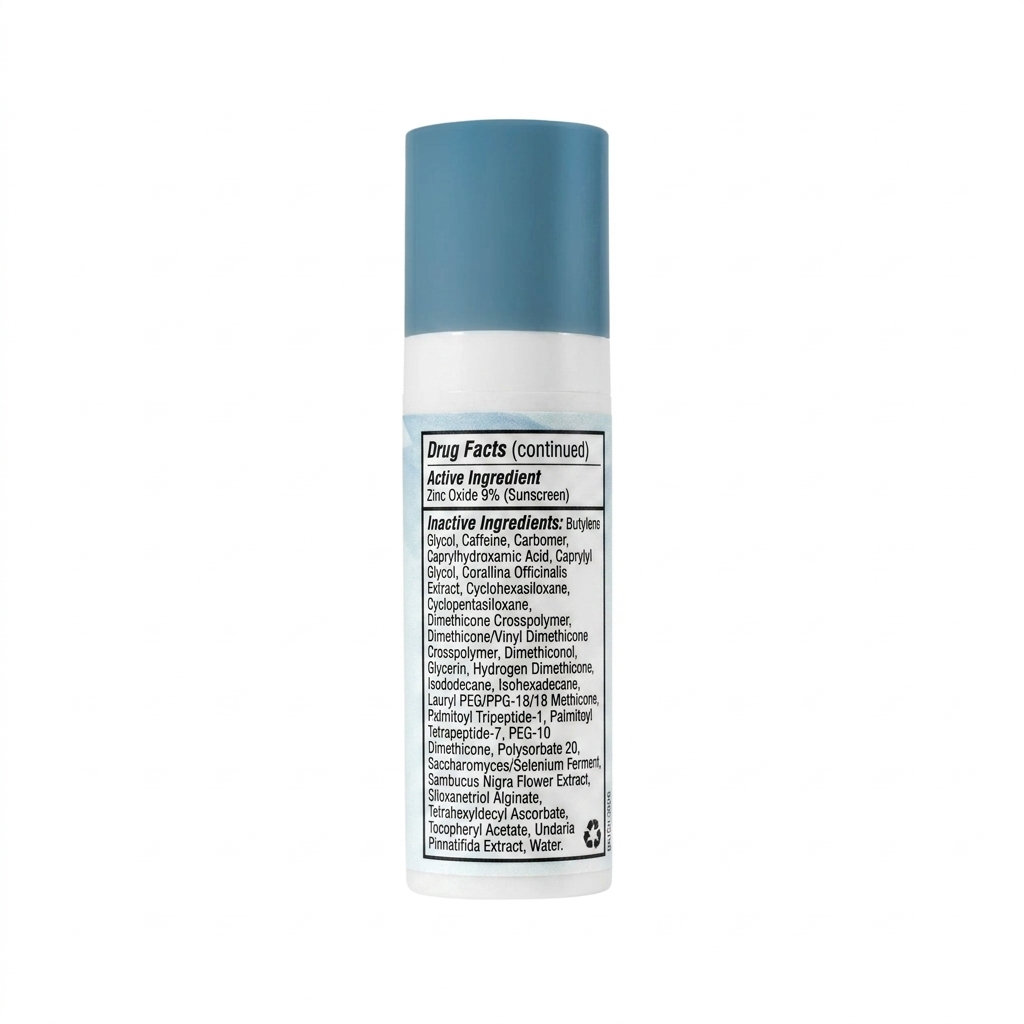 Skincare product with label on a white background