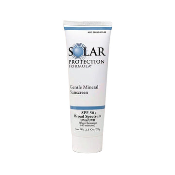 Tube of Solar Protection Formula sunscreen on a white background