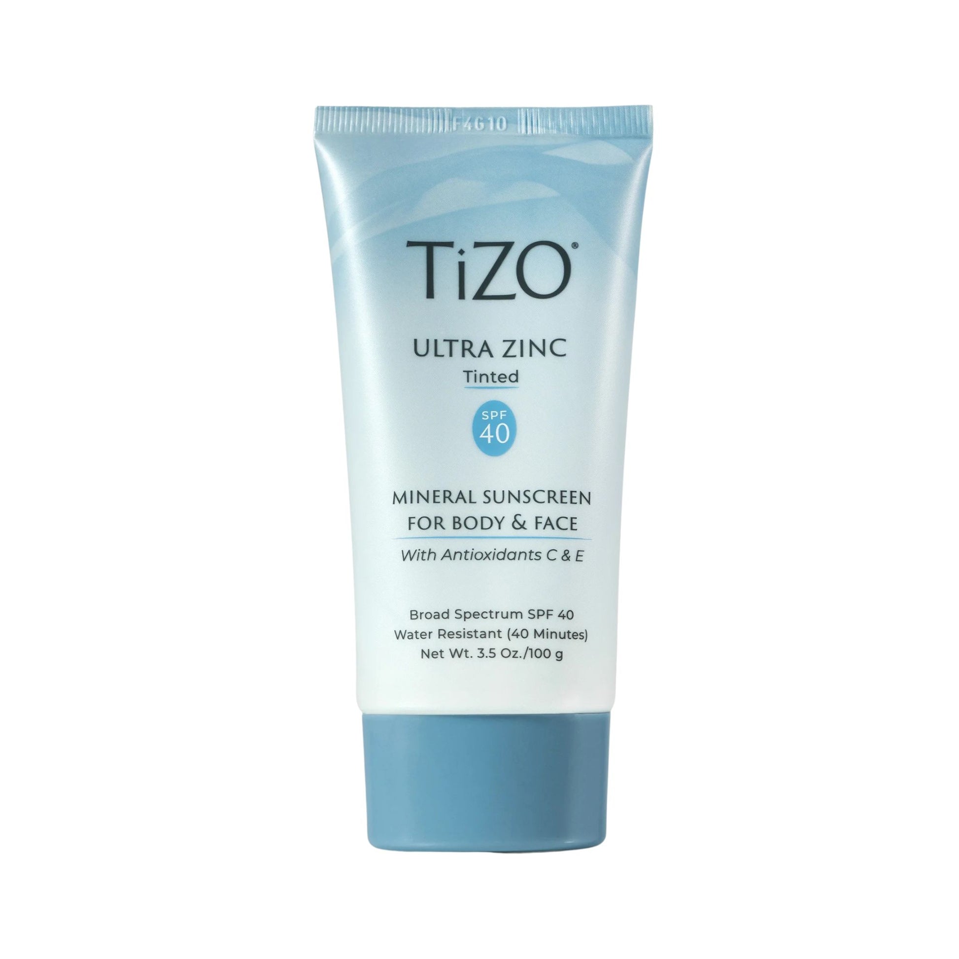 Tizo Ultra Zinc sunscreen tube on a white background