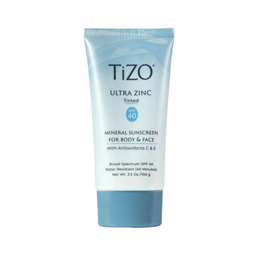 Tizo Ultra Zinc sunscreen tube on a white background