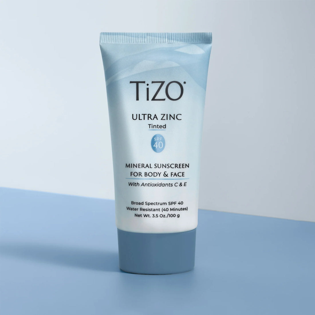 Tizo Ultra Zinc sunscreen tube on a white background