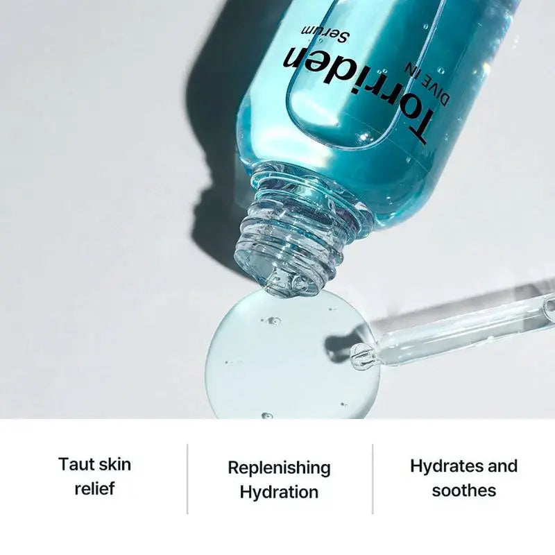 Torriden serum bottle with dropper on a light background