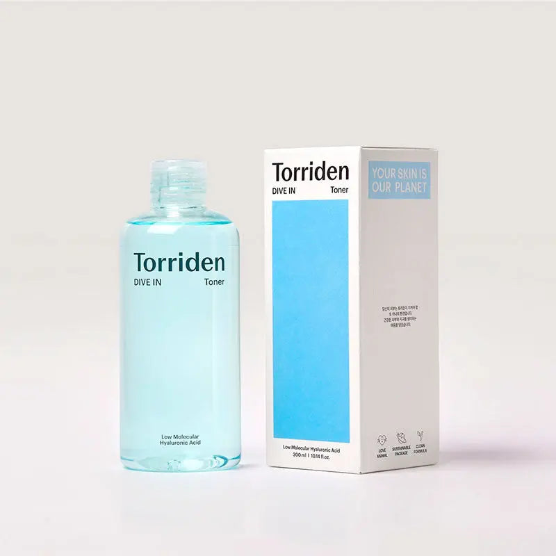 Torriden toner bottle and packaging on a white background