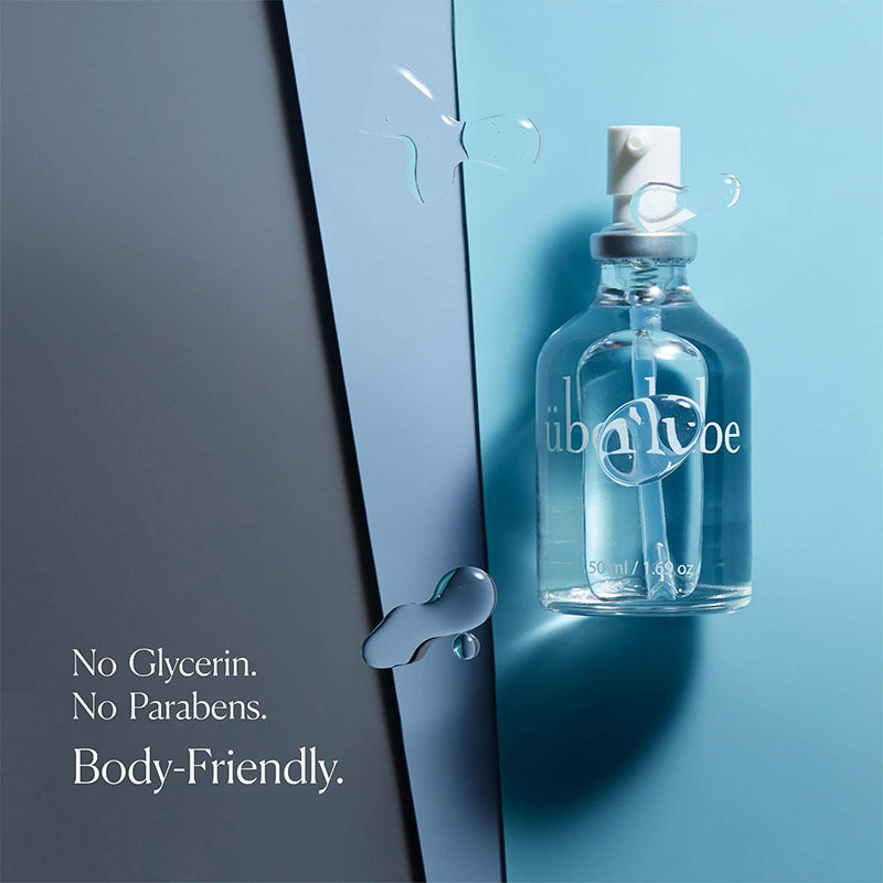 UberLube Silicone Lubricant 55mL bottle from The Pharmacy Lab with clear silicone texture, no glycerin, no parabens, and body-friendly formula.