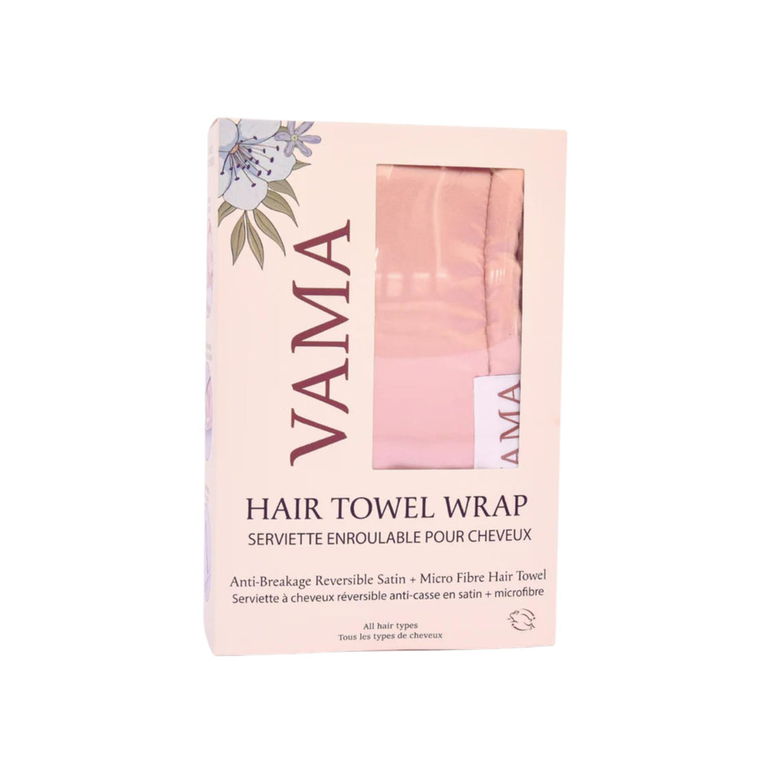 VAMA hair towel wrap packaging on a white background