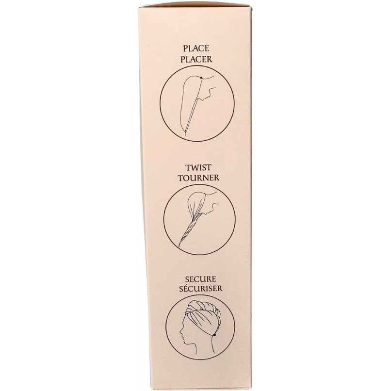 Beige packaging box with illustrations and text on a white background