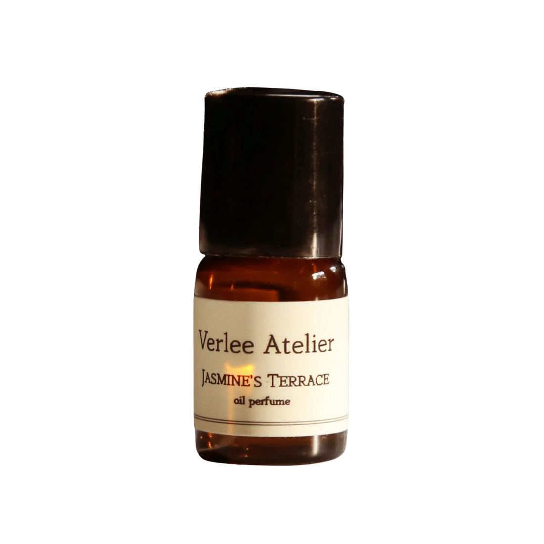 Brown glass bottle with a label on a white background