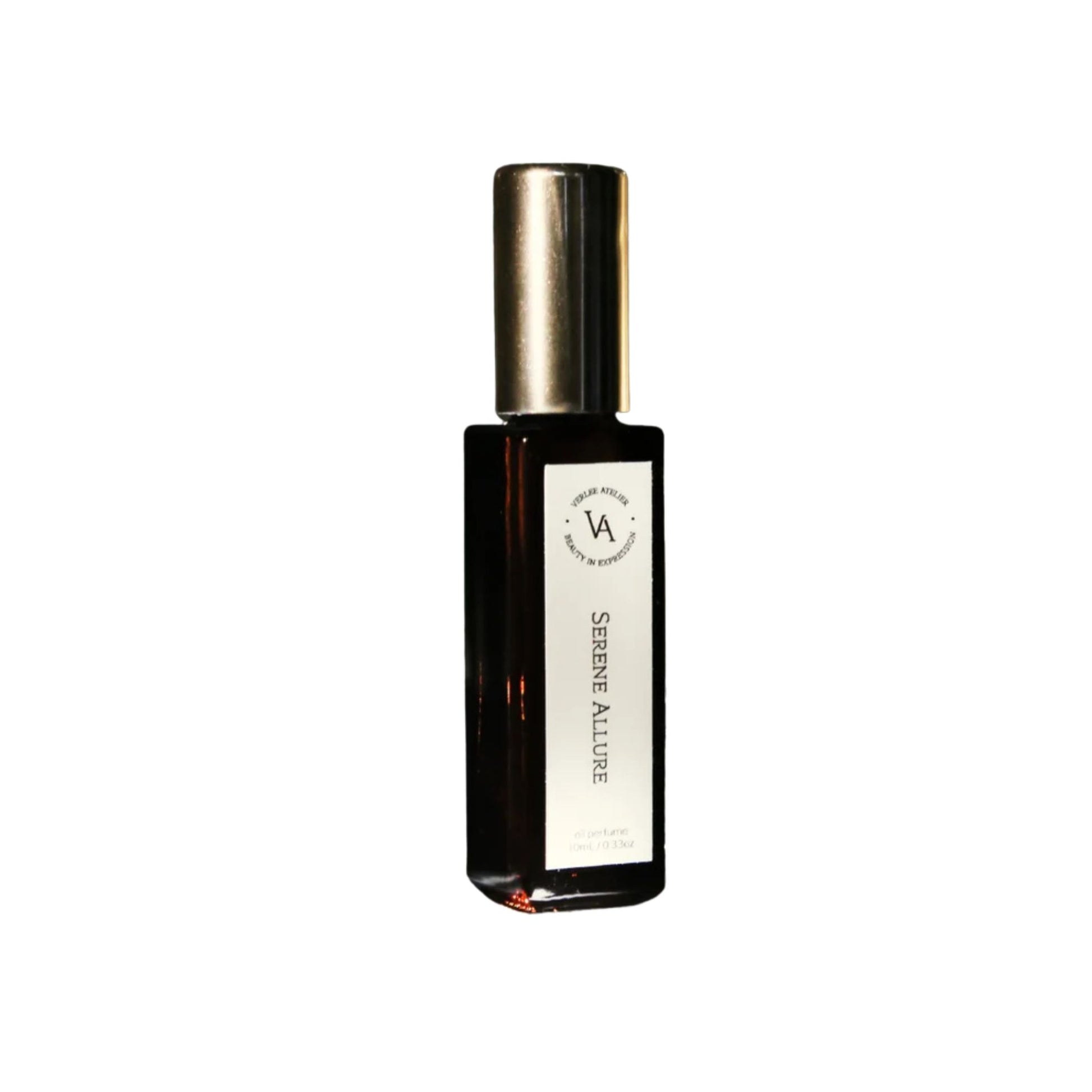 Perfume bottle labeled 'Sirene Allure' with a gold cap on a white background