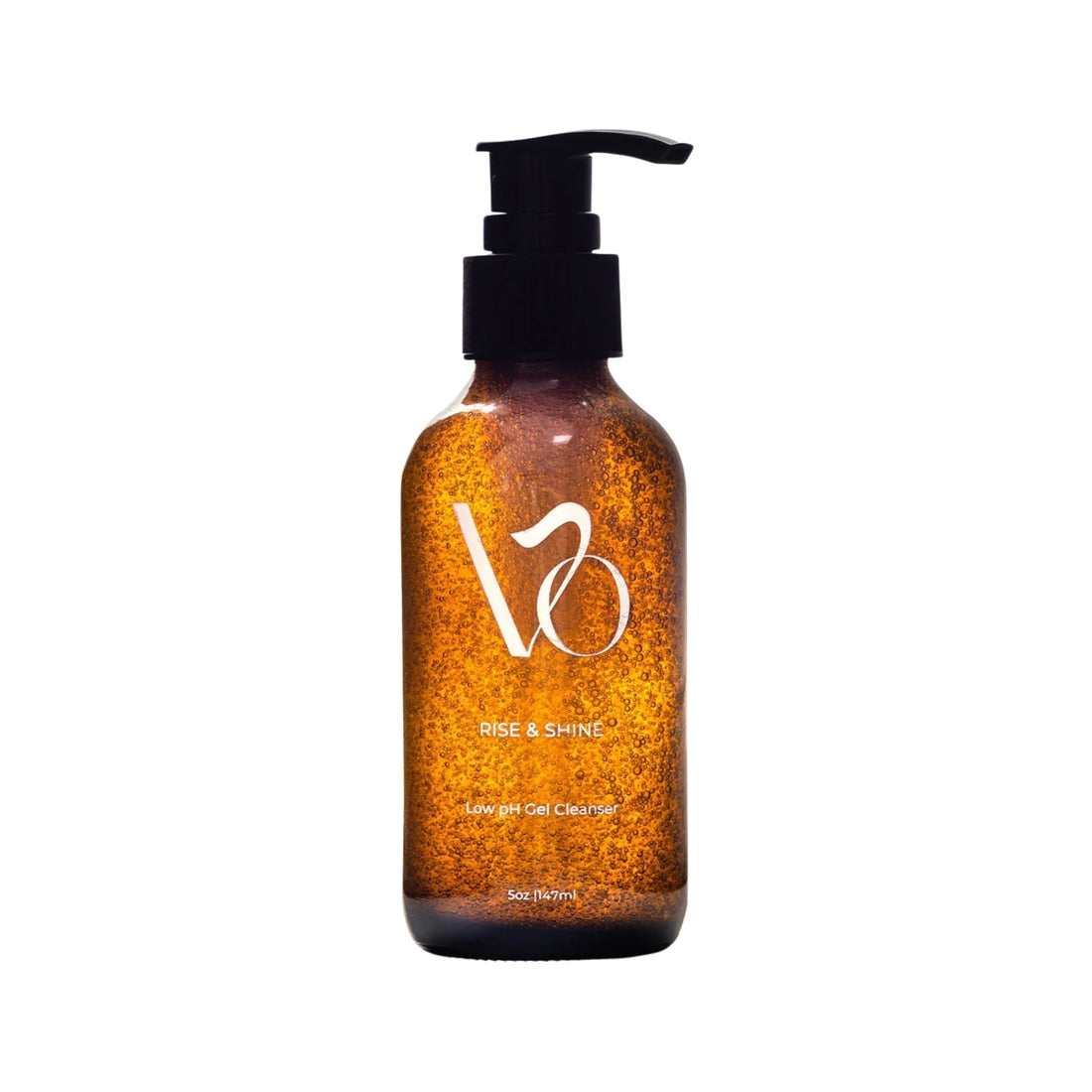 Brown bottle with pump and 'VO' logo on a white background